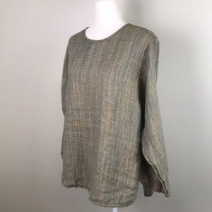 FLAX By Jeanne Engelhart Linen Long Sleeve Blouse